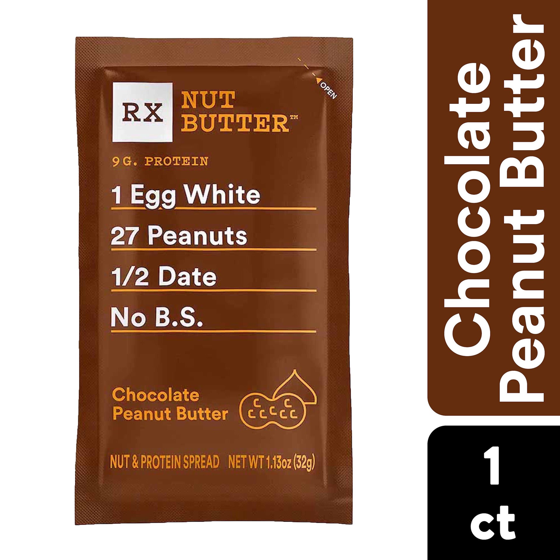 slide 1 of 4, RX Nut Butter Peanut Butter, Protein Snack, Lunch Snacks, Chocolate, 1.13oz Pack, 1 Pack, 1.13 oz