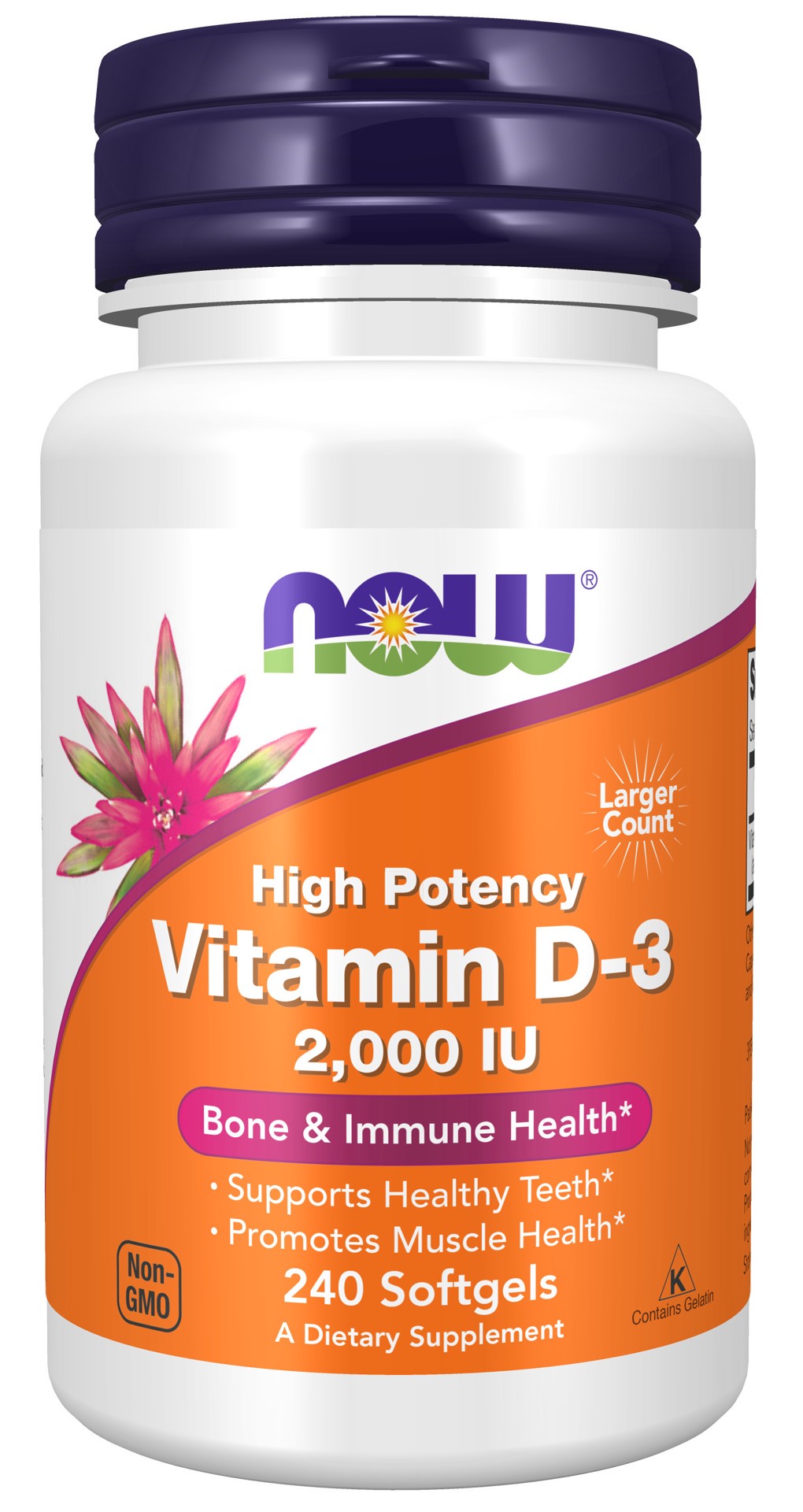 slide 1 of 2, NOW Vitamin D-3 2000 IU - 240 Softgels, 240 ct