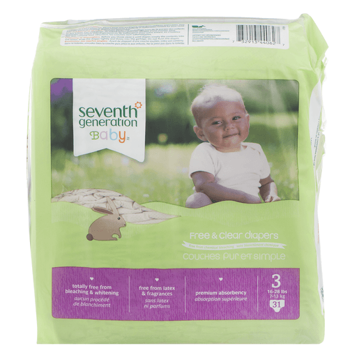 slide 2 of 18, Seventh Generation Free & Clear Size 3 16-28 Lbs Baby Diapers With Animal Prints, 31 ct