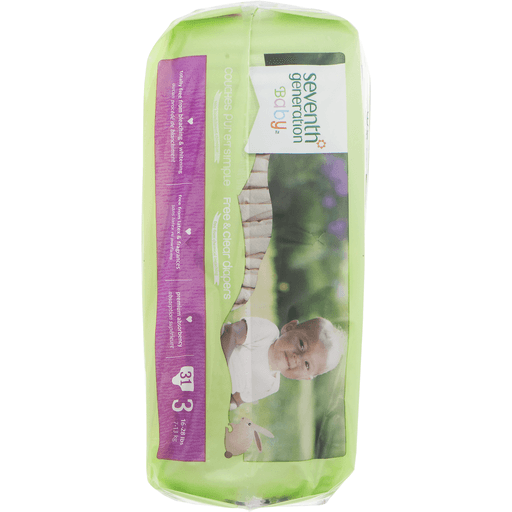 slide 8 of 18, Seventh Generation Free & Clear Size 3 16-28 Lbs Baby Diapers With Animal Prints, 31 ct