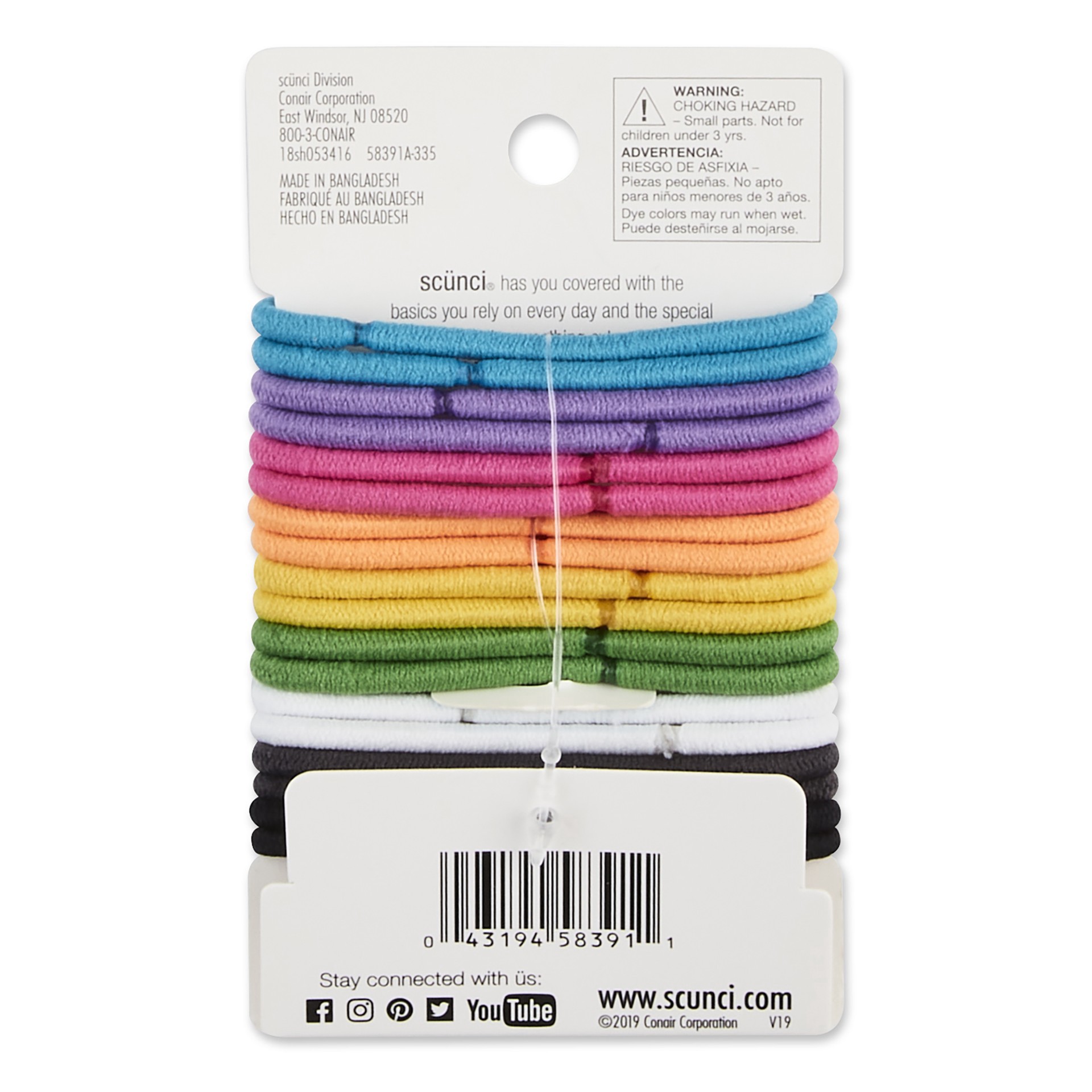 slide 2 of 3, scünci No Damage Elastics Neon Hair Ties, 18 ct
