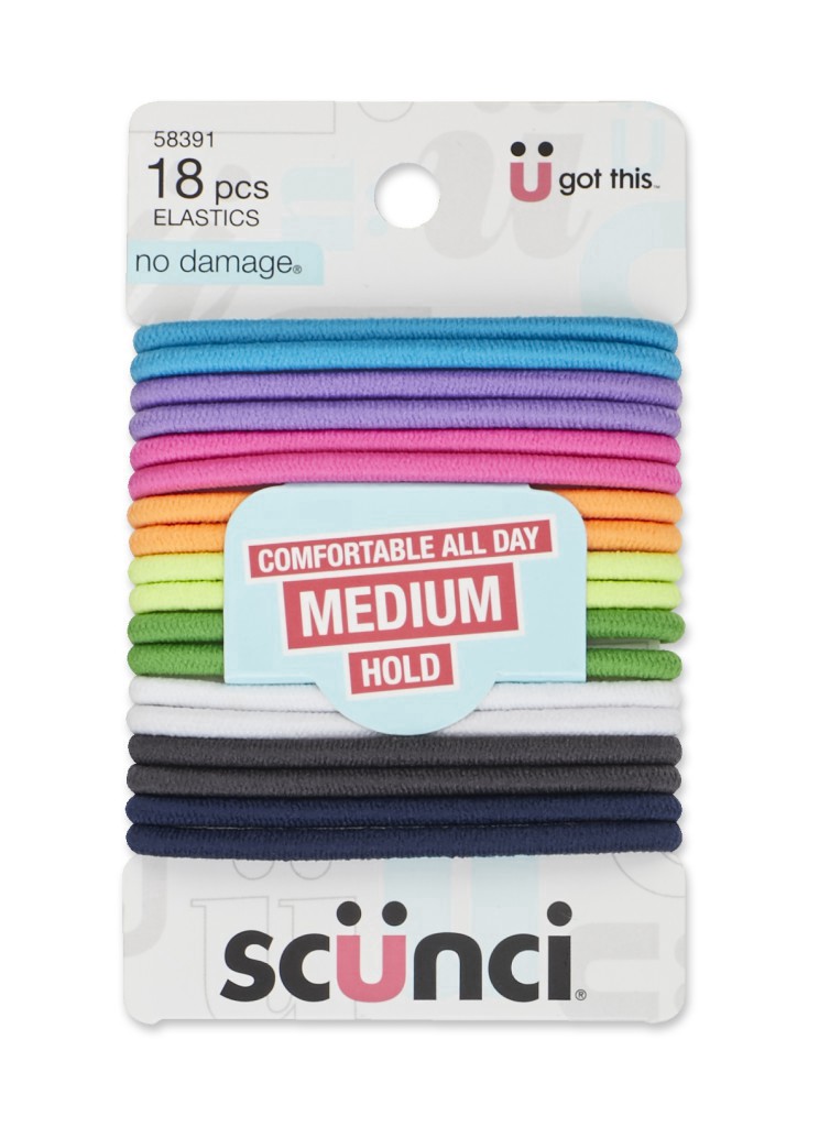 slide 1 of 3, scünci No Damage Elastics Neon Hair Ties, 18 ct