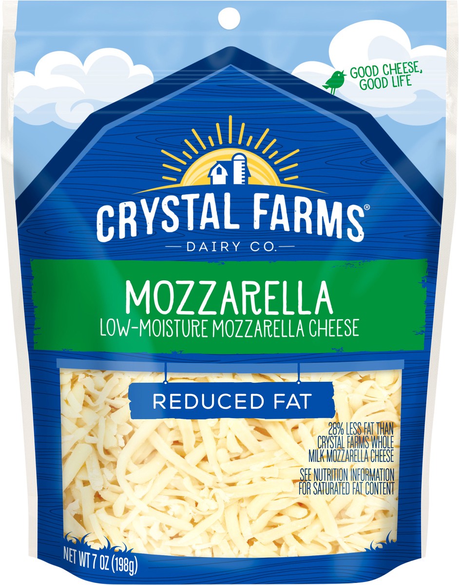 slide 3 of 6, Crystal Farms Cheese, Reduced Fat, Mozzarella, Low-Moisture, 7 oz