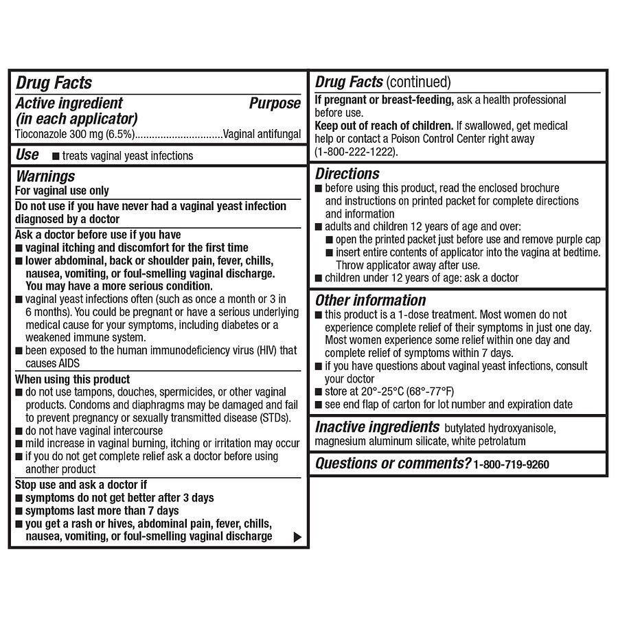 slide 4 of 5, Walgreens Tioconazole Vaginal Antifungal Treatment, 0.16 oz