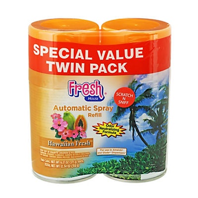 slide 1 of 1, Fresh House Hawaiian Fresh Auto Spray Refill Twin Pack, 2 ct