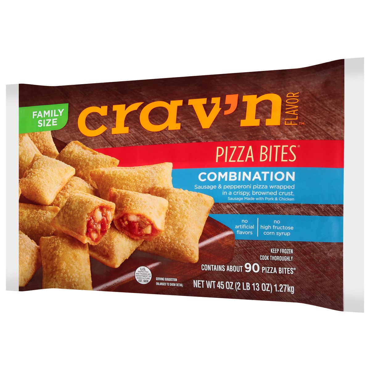 slide 2 of 9, Crav'n Flavor Combination Pizza Bites Family Size 45 oz, 45 oz