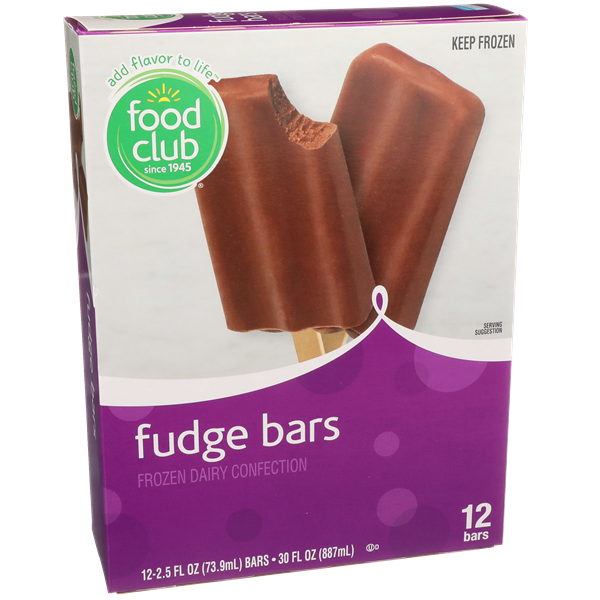 slide 1 of 1, Food Club Fudge Bars, Frozen Dairy Confection, 12 ct