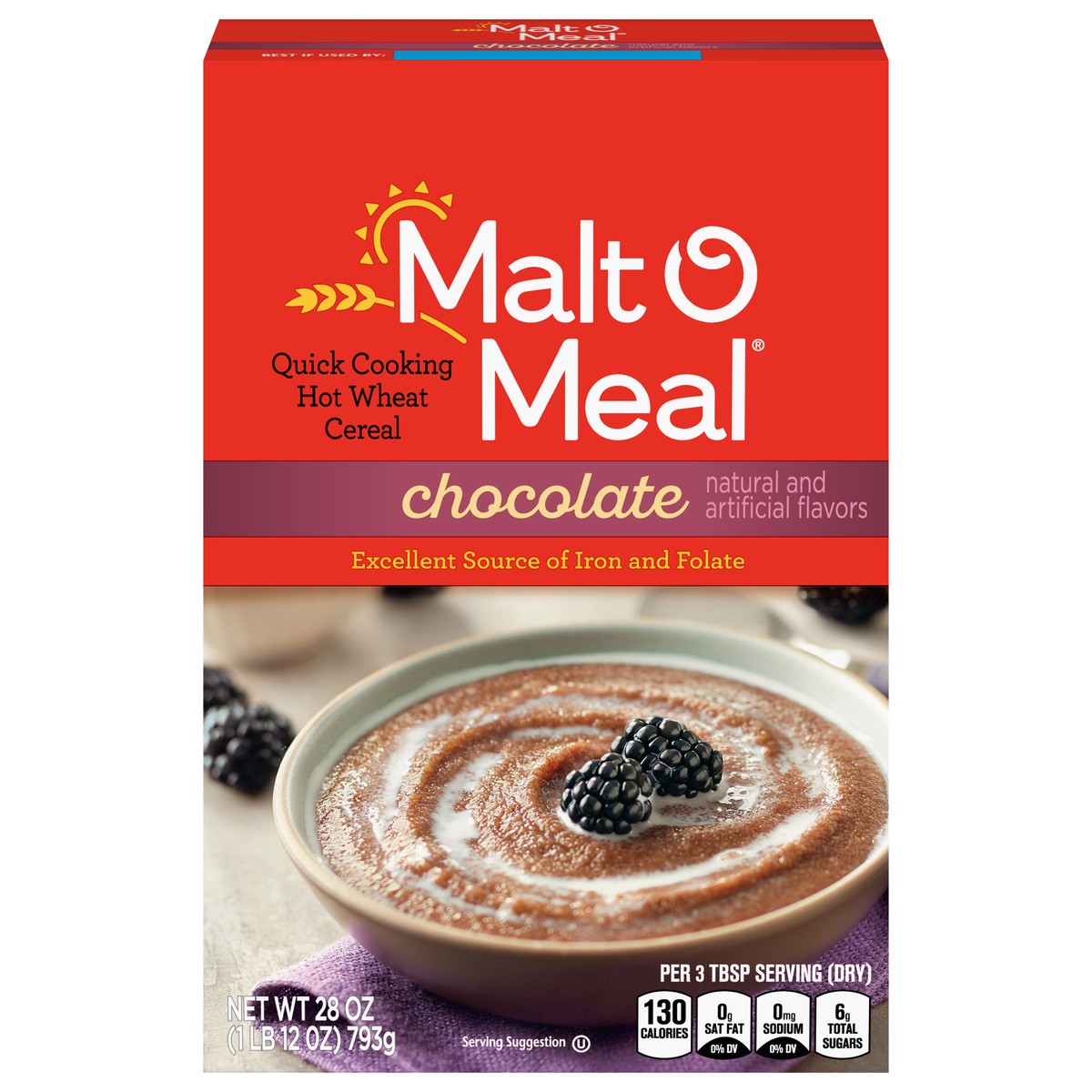 slide 3 of 14, Malt-O-Meal Chocolate Wheat Hot Cereal, 36 OZ Box, 28 oz