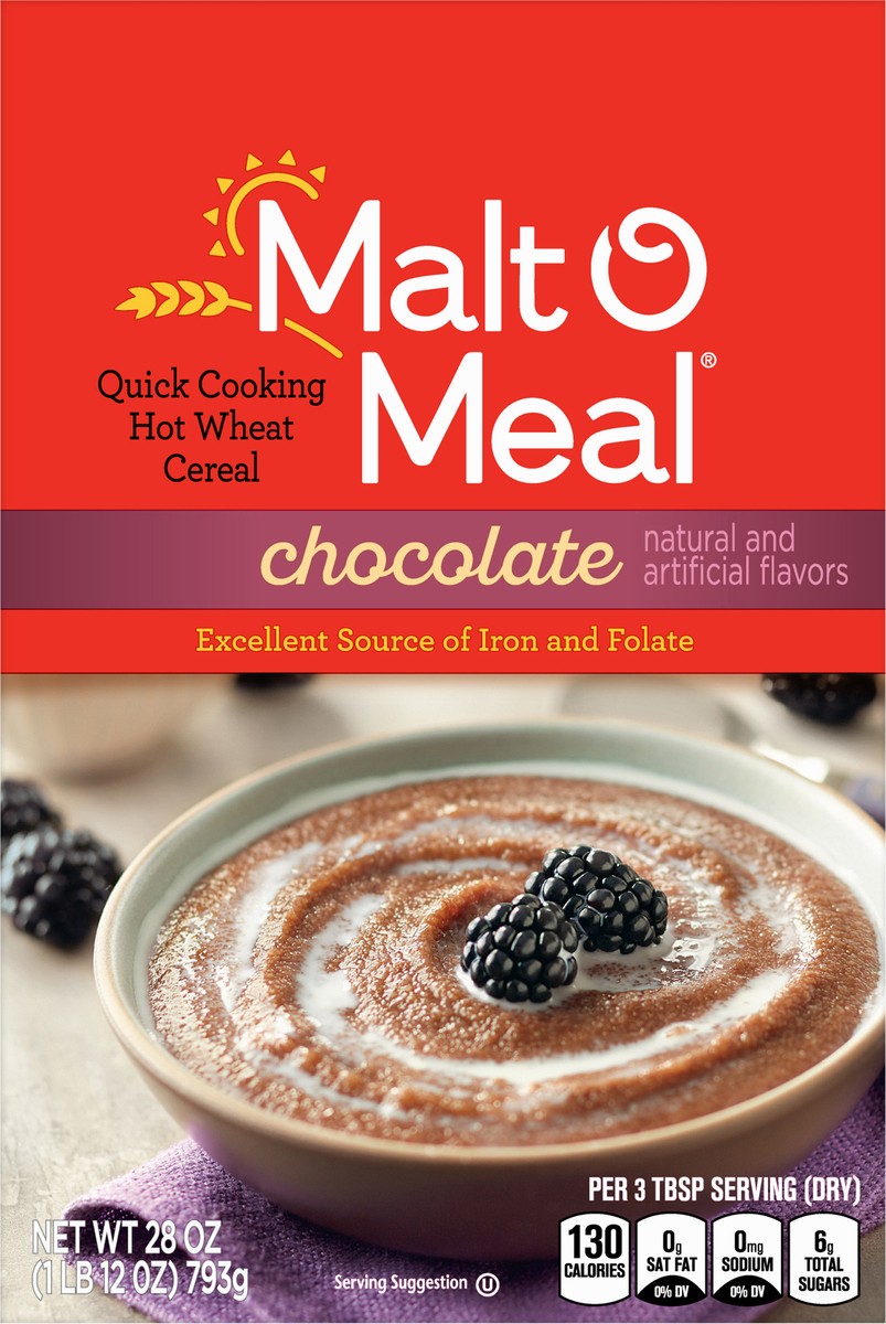 slide 7 of 14, Malt-O-Meal Chocolate Wheat Hot Cereal, 36 OZ Box, 28 oz