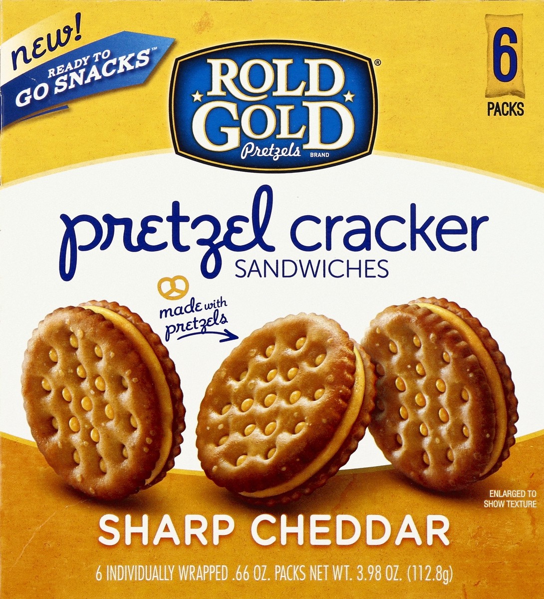 slide 5 of 6, Rold Gold Pretzels Sharp Cheddar Pretzel Cracker Sandwiches, 6 ct; 0.66 oz