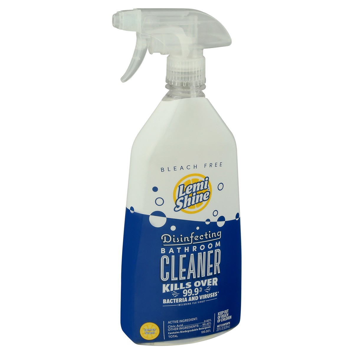 slide 2 of 9, Lemi Shine Bleach Free Disinfecting Lemon Scent Bathroom Cleaner 28 fl oz, 28 fl oz