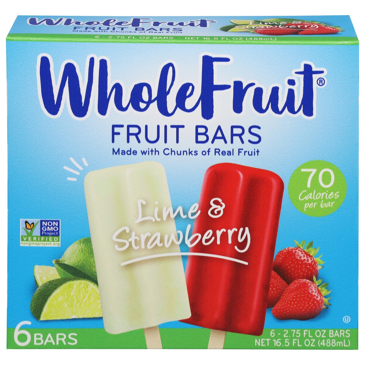 slide 3 of 13, Whole Fruit Lime & Strawberry Fruit Bars 6 - 2.75 fl oz Bars, 6 ct