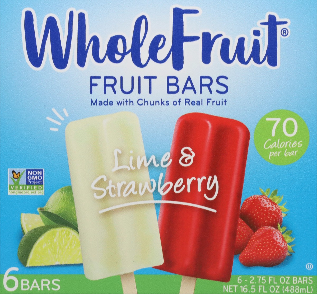 slide 6 of 13, Whole Fruit Lime & Strawberry Fruit Bars 6 - 2.75 fl oz Bars, 6 ct