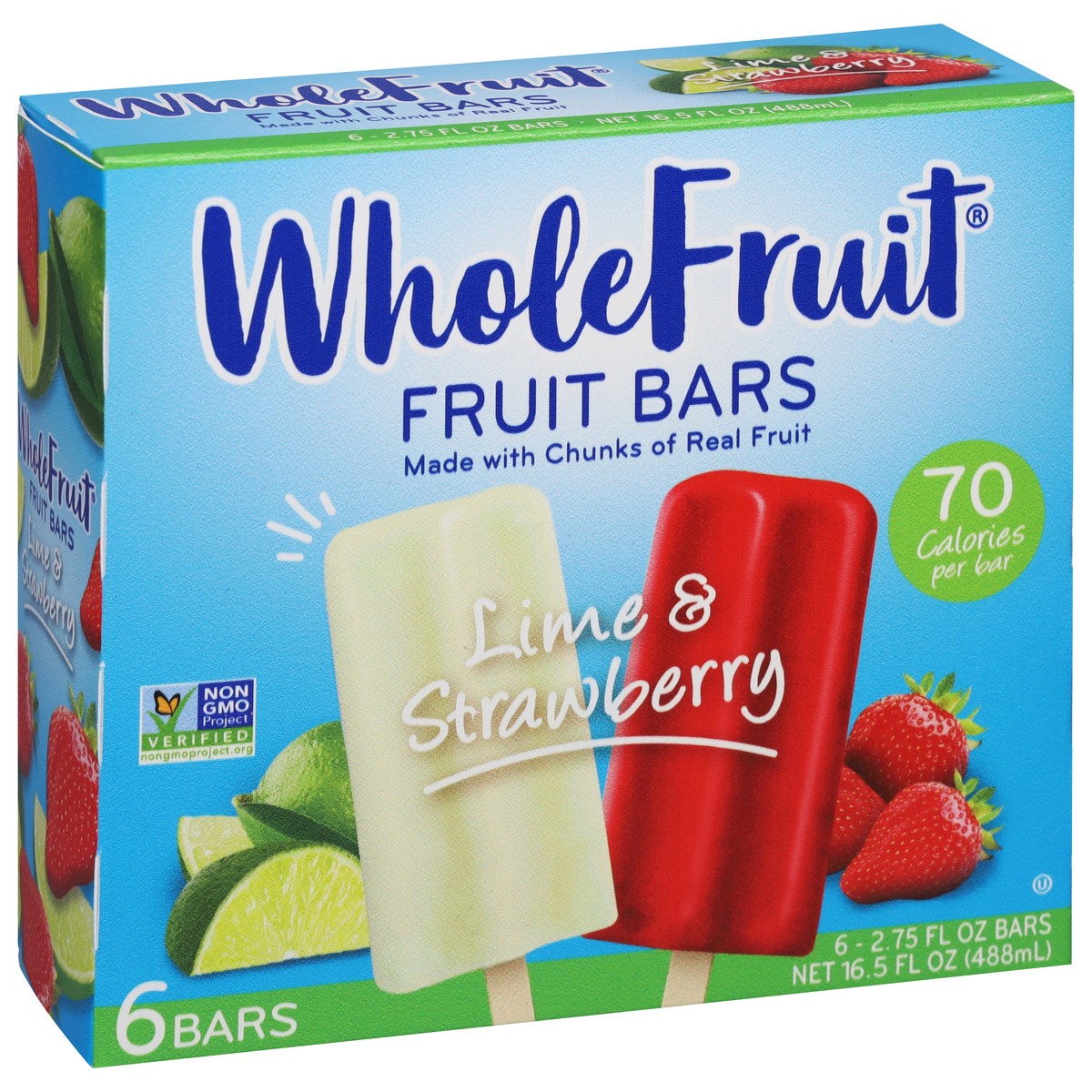 slide 10 of 13, Whole Fruit Lime & Strawberry Fruit Bars 6 - 2.75 fl oz Bars, 6 ct