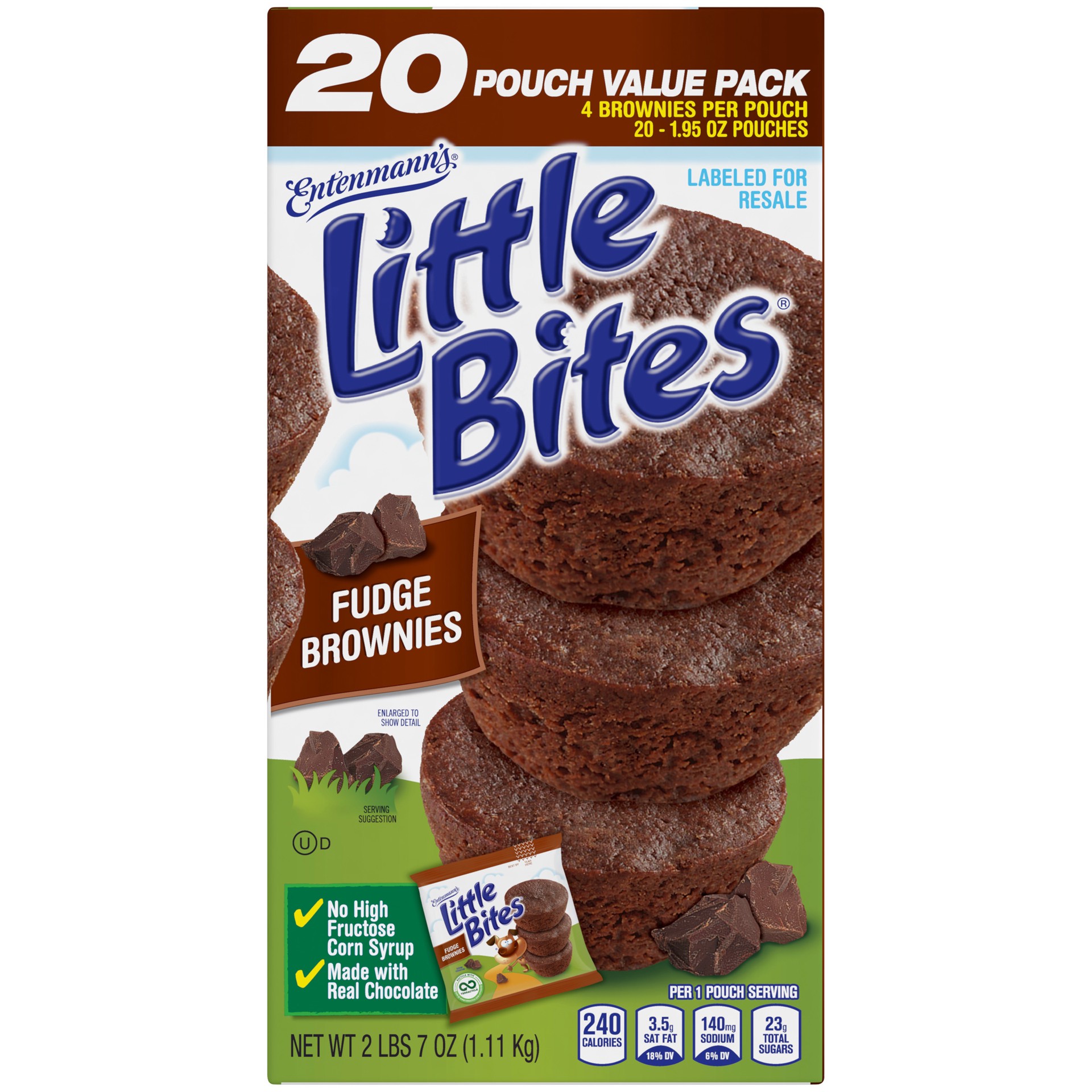 slide 4 of 5, Entenmann's Little Bites Fudge Brownie Mini Muffins 20 pouches, 39 oz, 20 ct