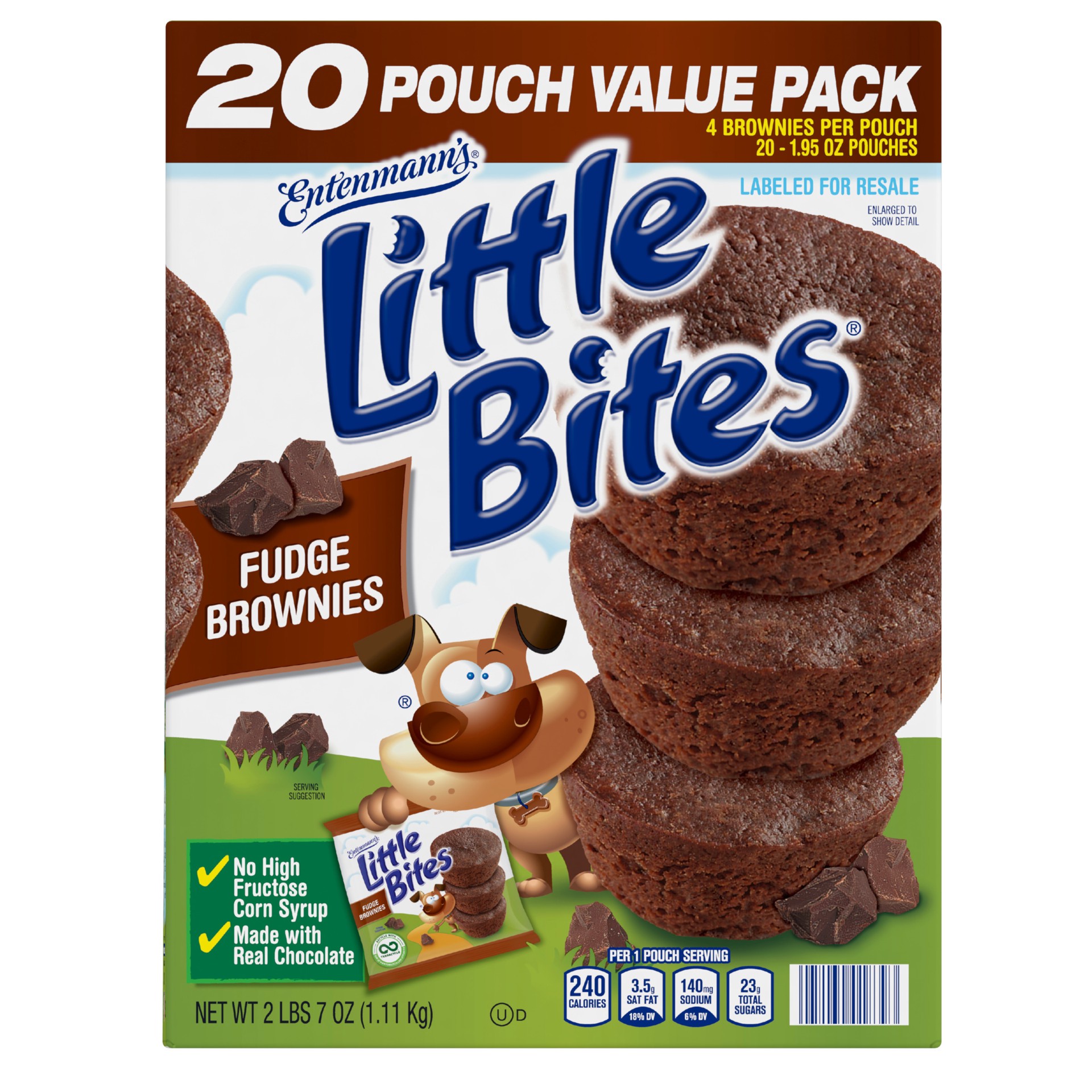 slide 1 of 5, Entenmann's Little Bites Fudge Brownie Mini Muffins 20 pouches, 39 oz, 20 ct