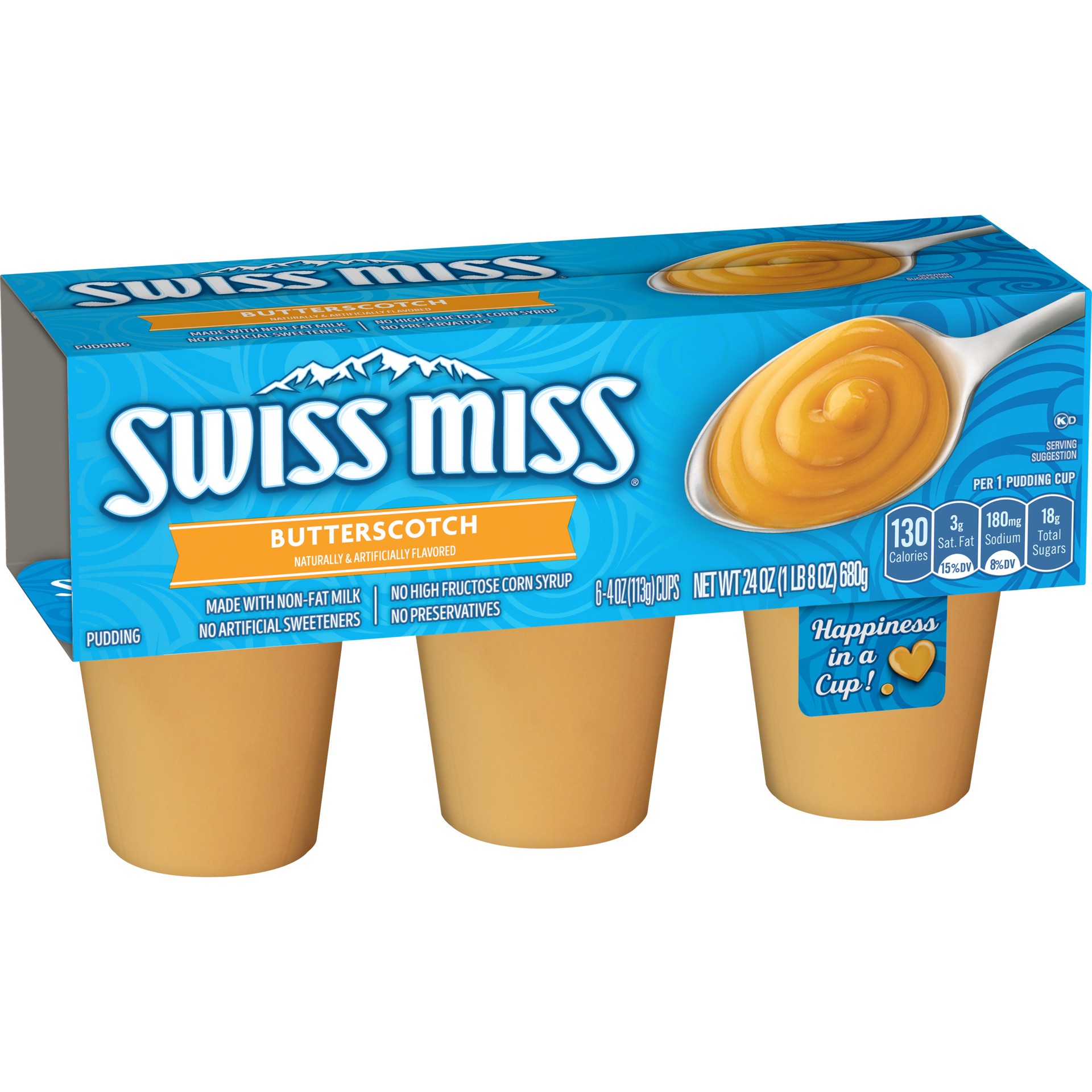 slide 2 of 5, Swiss Miss Butterscotch Pudding 6 Cups, 6 ct