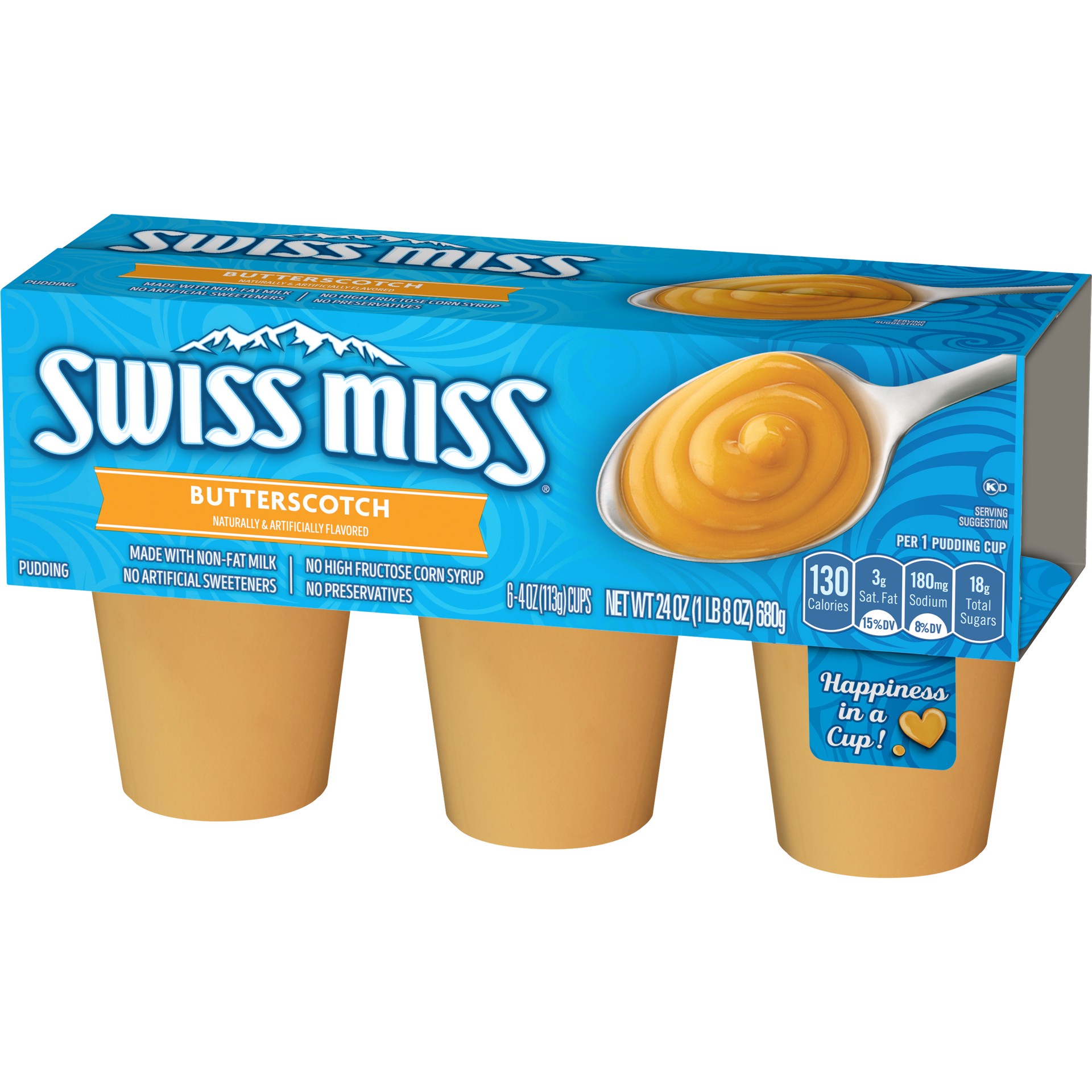 slide 3 of 5, Swiss Miss Butterscotch Pudding 6 Cups, 6 ct