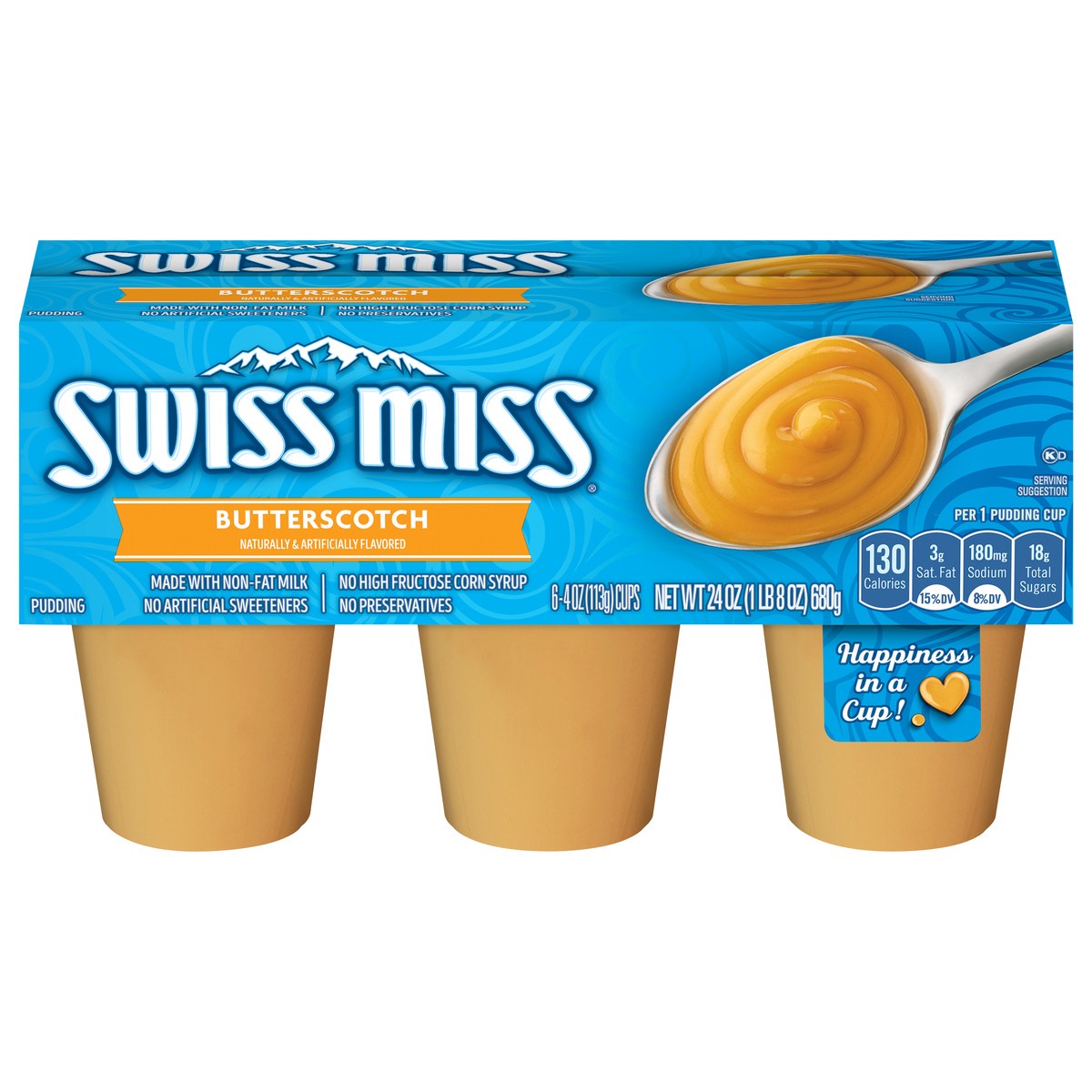 slide 1 of 5, Swiss Miss Butterscotch Pudding 6 Cups, 6 ct