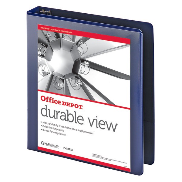 slide 3 of 5, Office Depot Durable View Round-Ring Binder, 1-1/2'' Rings, Blue, 1 ct