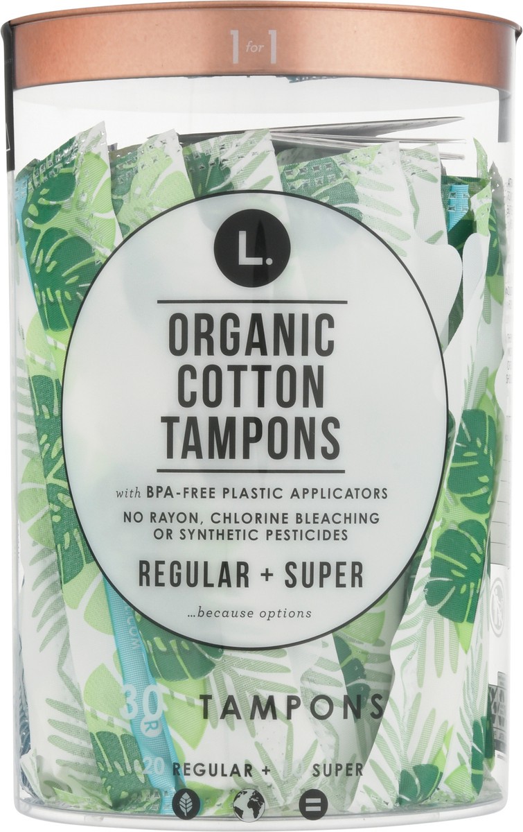 slide 5 of 13, L . Organic Cotton Full Size Multipack Tampons - Regular/Super, 30 ct