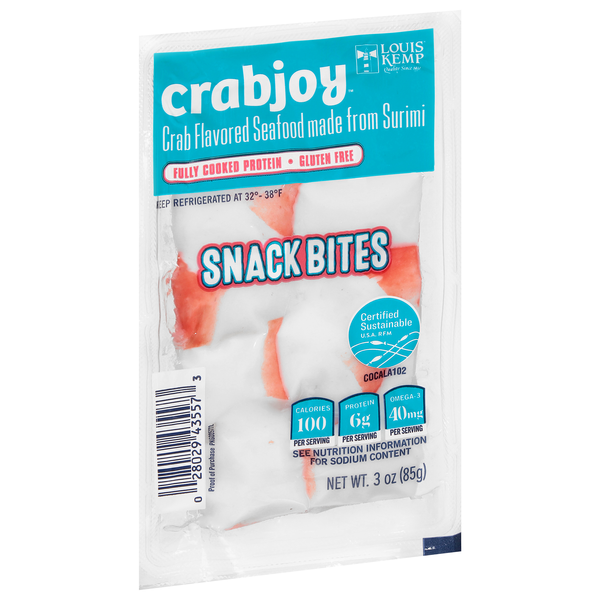 slide 1 of 1, Louis Kemp Crabjoy Snack Bites Imitation Crabmeat 3 oz, 3 oz