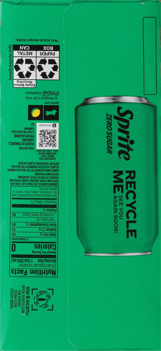 slide 7 of 9, Sprite Zero Sugar Cans, 12 fl oz, 24 Pack, 24 ct