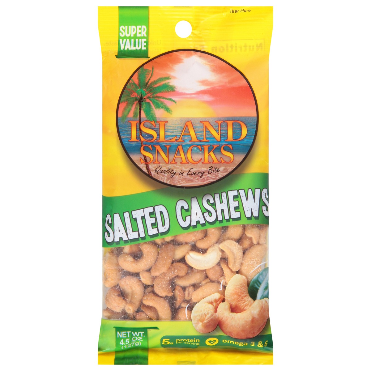 slide 12 of 13, Island Snacks Salted Cashews Super Value 4.5 oz, 4.5 oz