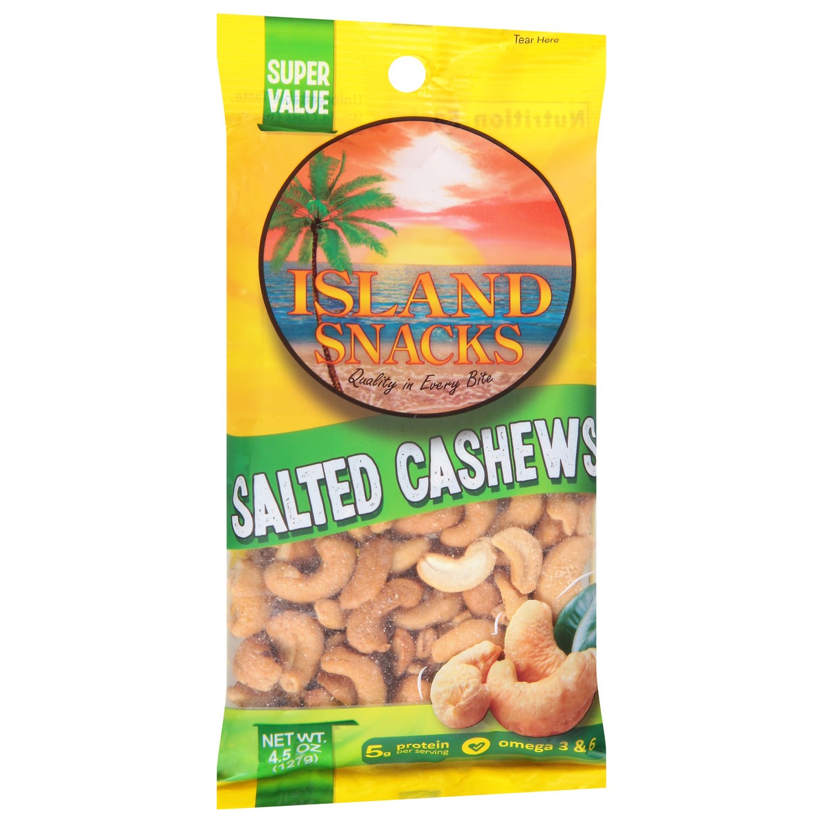 slide 4 of 13, Island Snacks Salted Cashews Super Value 4.5 oz, 4.5 oz