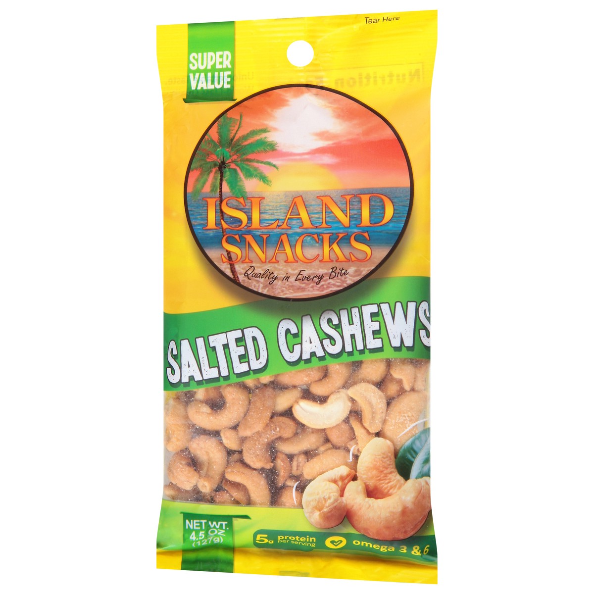 slide 5 of 13, Island Snacks Salted Cashews Super Value 4.5 oz, 4.5 oz