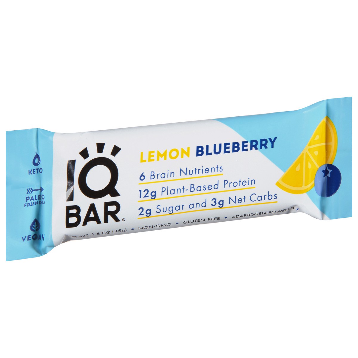 slide 13 of 13, IQBar Lemon Blueberry Protein Bar 1.6 oz, 1.6 oz