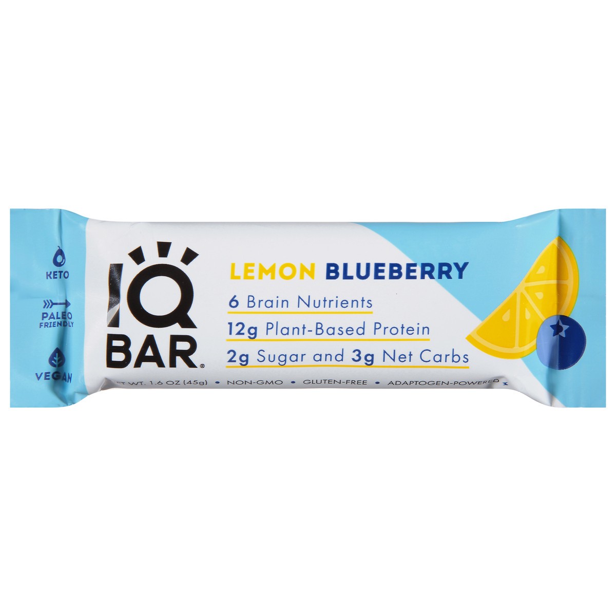 slide 8 of 13, IQBar Lemon Blueberry Protein Bar 1.6 oz, 1.6 oz