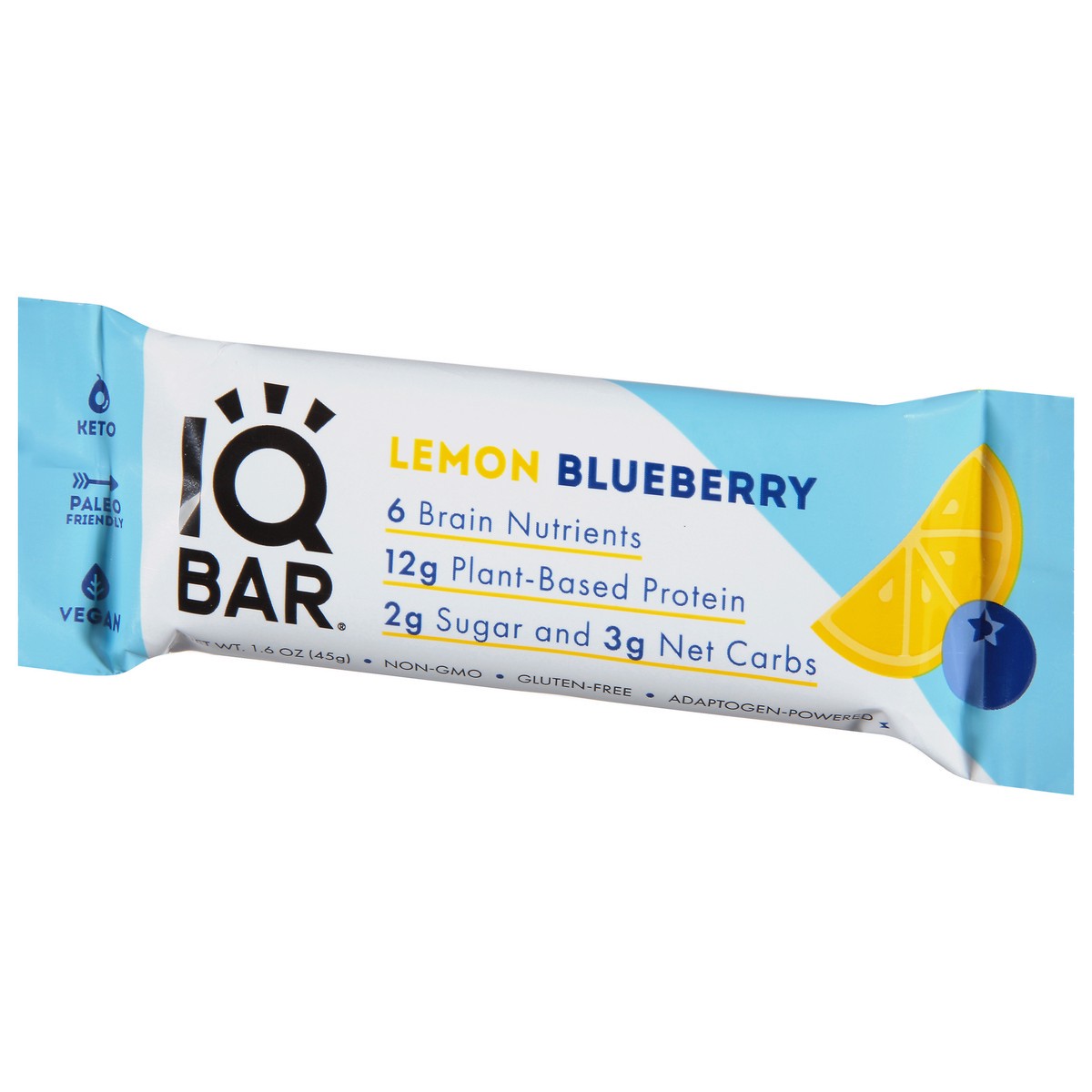 slide 9 of 13, IQBar Lemon Blueberry Protein Bar 1.6 oz, 1.6 oz