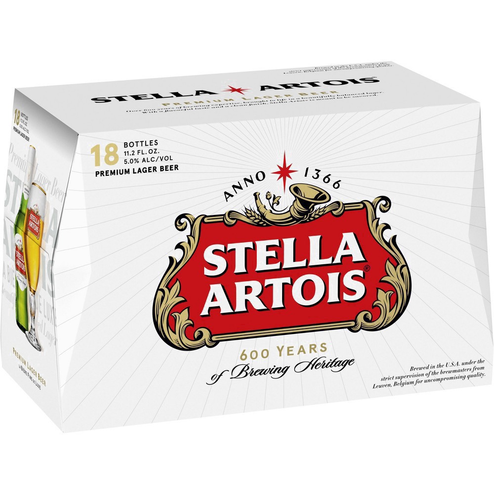 slide 15 of 54, Stella Artois Premium Lager Beer 18 - 11.2 fl oz Bottles, 18 ct; 11.2 oz