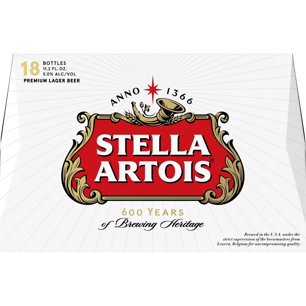 slide 54 of 54, Stella Artois Premium Lager Beer 18 - 11.2 fl oz Bottles, 18 ct; 11.2 oz