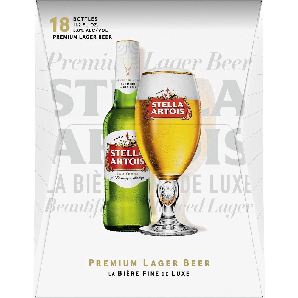 slide 4 of 54, Stella Artois Premium Lager Beer 18 - 11.2 fl oz Bottles, 18 ct; 11.2 oz