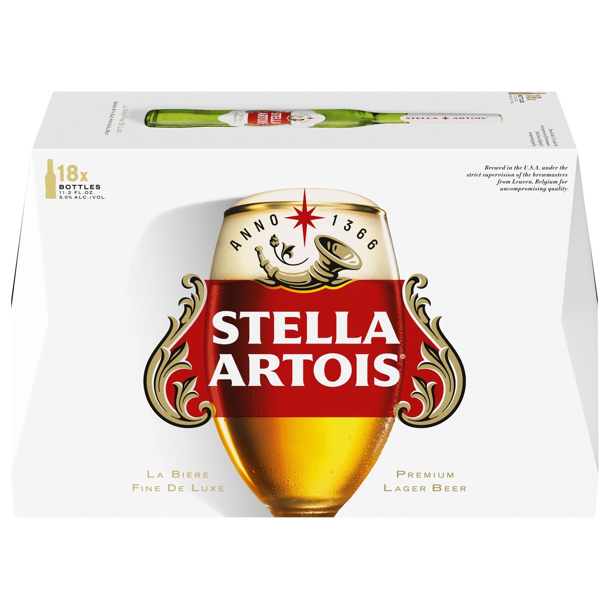 slide 1 of 54, Stella Artois Premium Lager Beer, 18 Pack, 11.2 fl oz Bottles, 18 ct