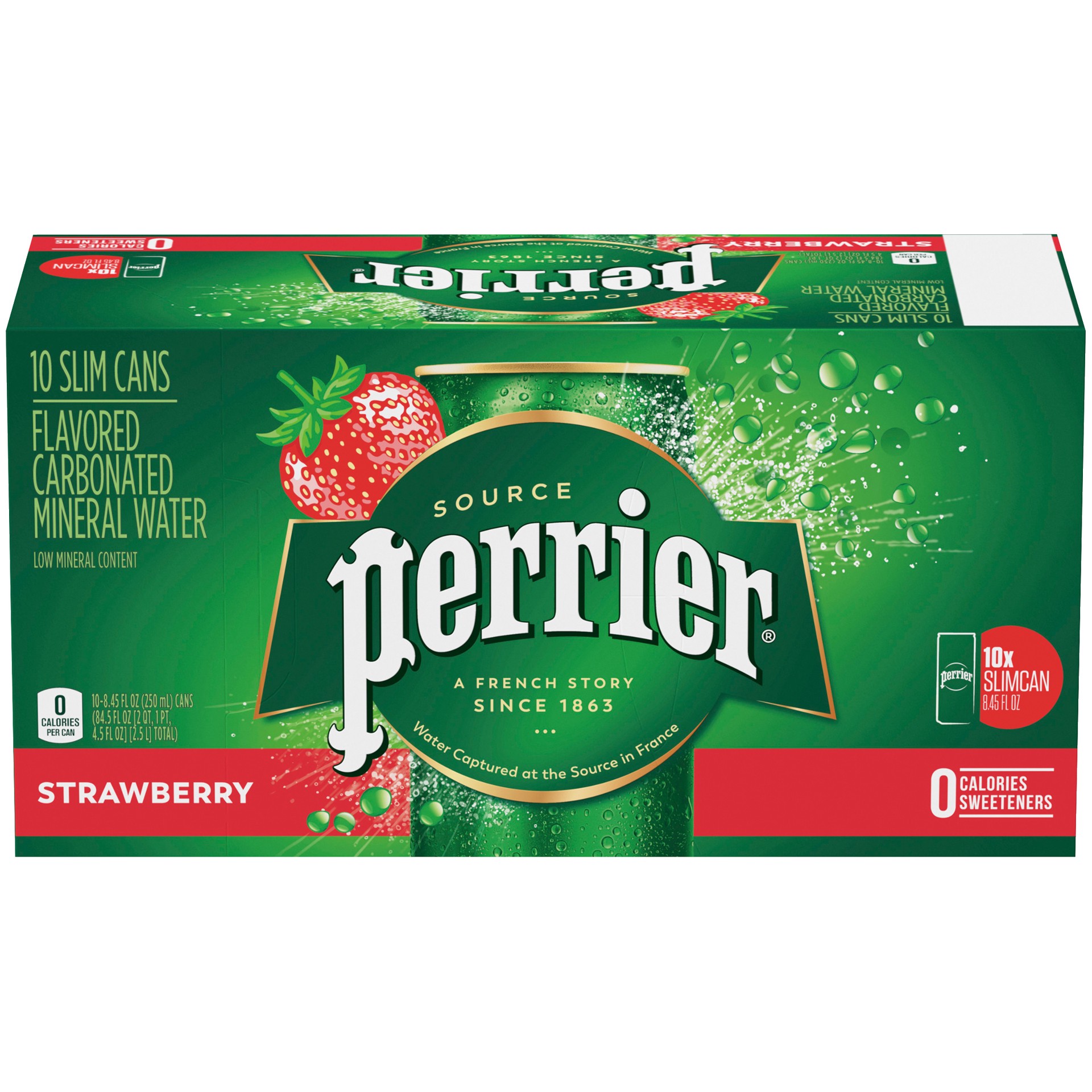 slide 1 of 2, PERRIER Strawberry Flavored Carbonated Mineral Water, 84.5 oz