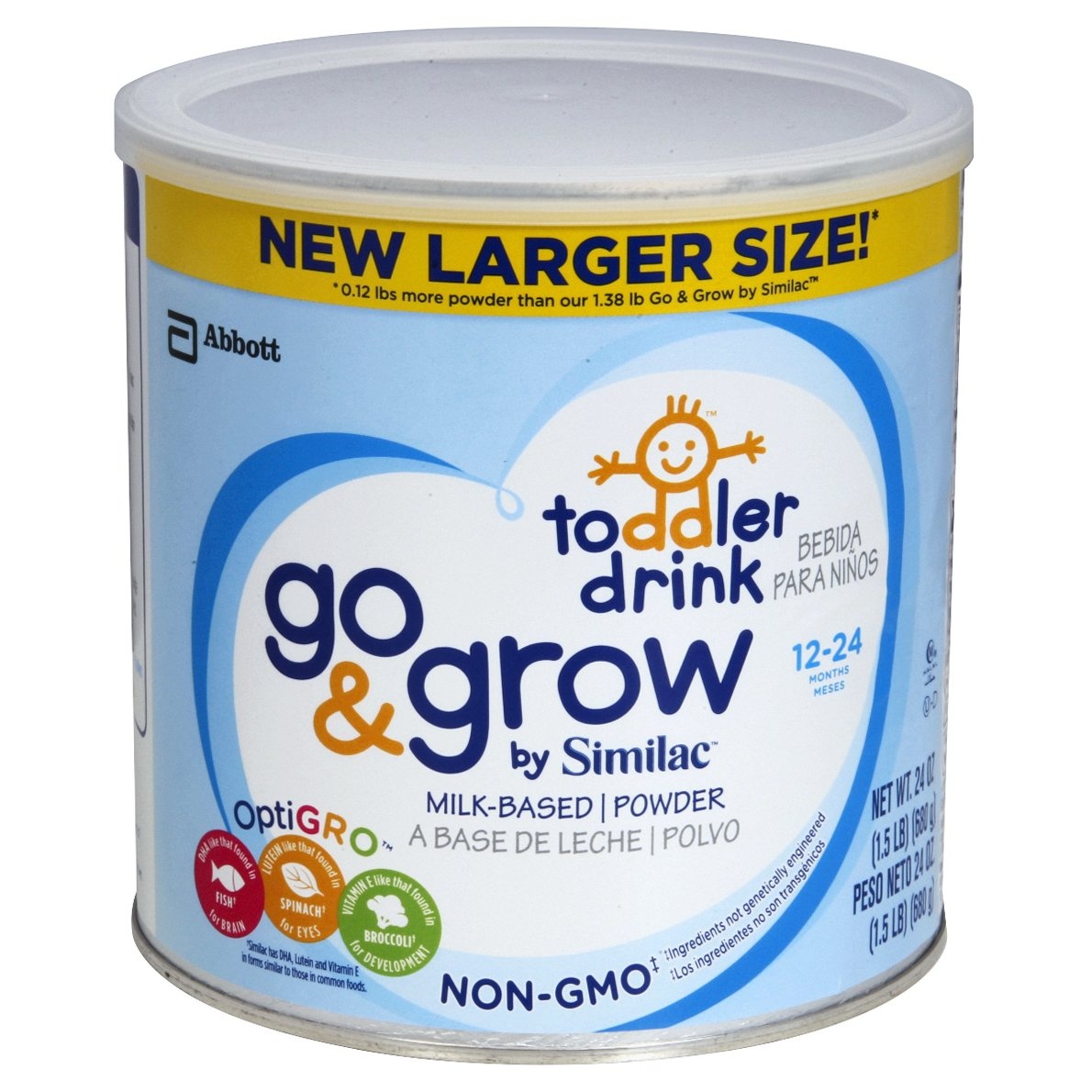 slide 1 of 1, Similac Go & Grow Milk Non-GMO Toddler Formula, 24 oz