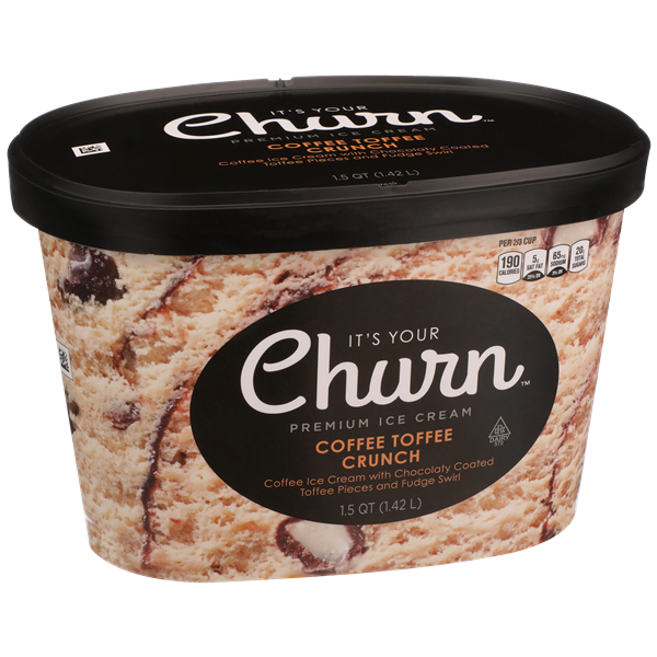 slide 1 of 1, It's Your Churn Coffee Toffee Crunch Premium Ice Cream With Chocolaty Coated Toffee Pieces And Fudge Swirl, 1.5 qt