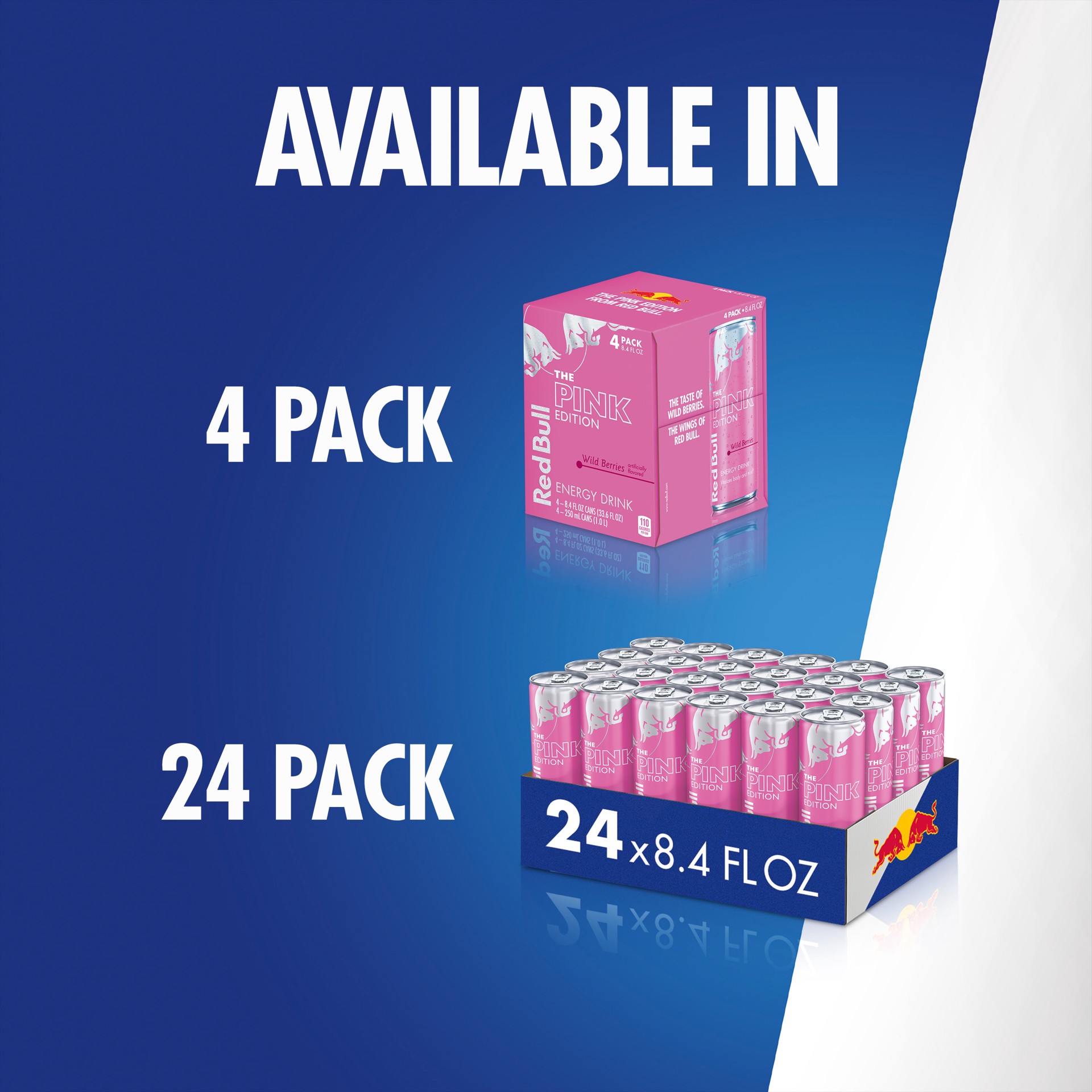 slide 6 of 8, Red Bull Pink Edition Energy Drink, Wild Berries, 8.4 fl. oz., Case of 24 cans, with 80mg Caffeine, Taurine & B Vitamins, 24 ct