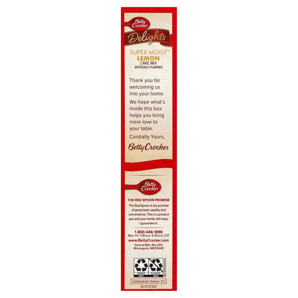 slide 4 of 4, Betty Crocker Cake Mix Super Moist Lemon - 18.25 Oz, 15.25 oz