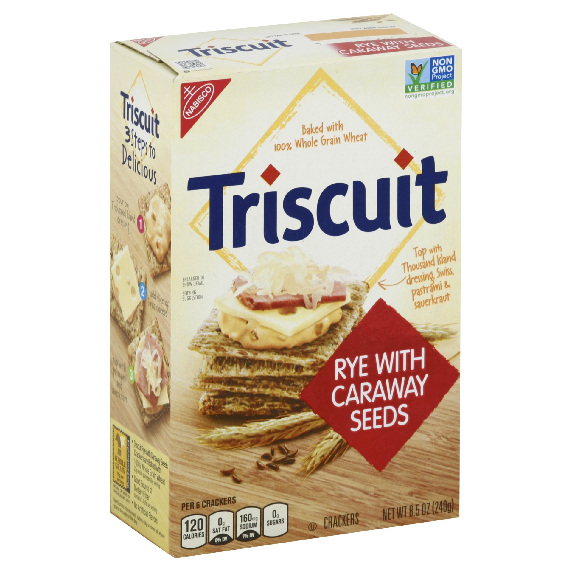 slide 1 of 7, Triscuit Rye with Caraway Seeds Crackers, 8.5 oz