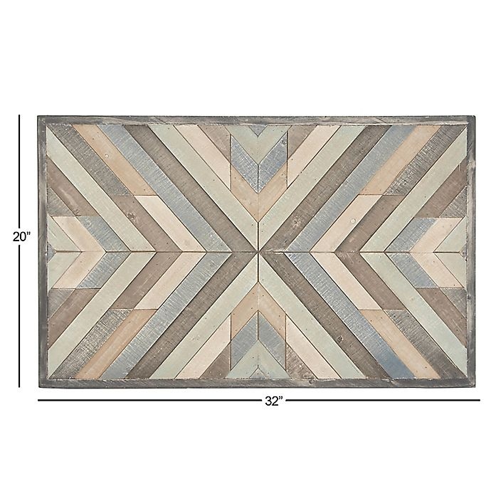 slide 2 of 5, Ridge Road Decor Rectangular Chevron Pattern Wood Wall Art, 1 ct