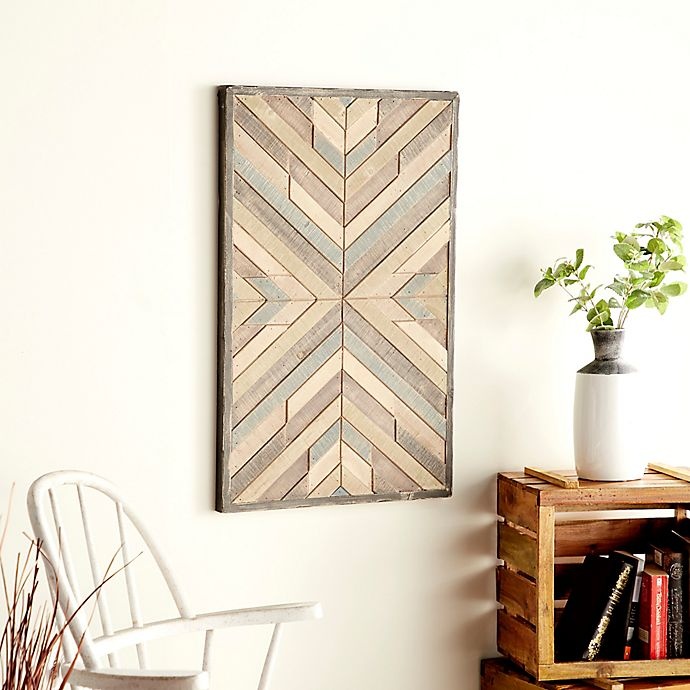 slide 4 of 5, Ridge Road Decor Rectangular Chevron Pattern Wood Wall Art, 1 ct