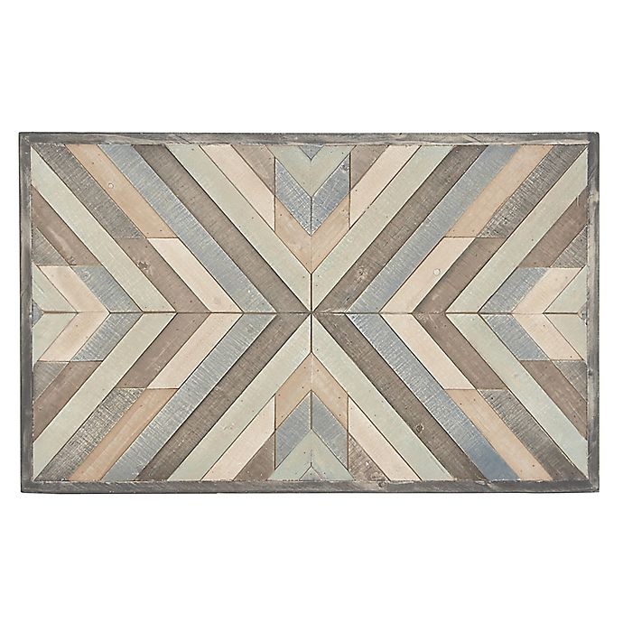 slide 1 of 5, Ridge Road Decor Rectangular Chevron Pattern Wood Wall Art, 1 ct