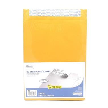 slide 1 of 1, Mead Press Seal Envelopes, 20 ct; 10 in x 13 in