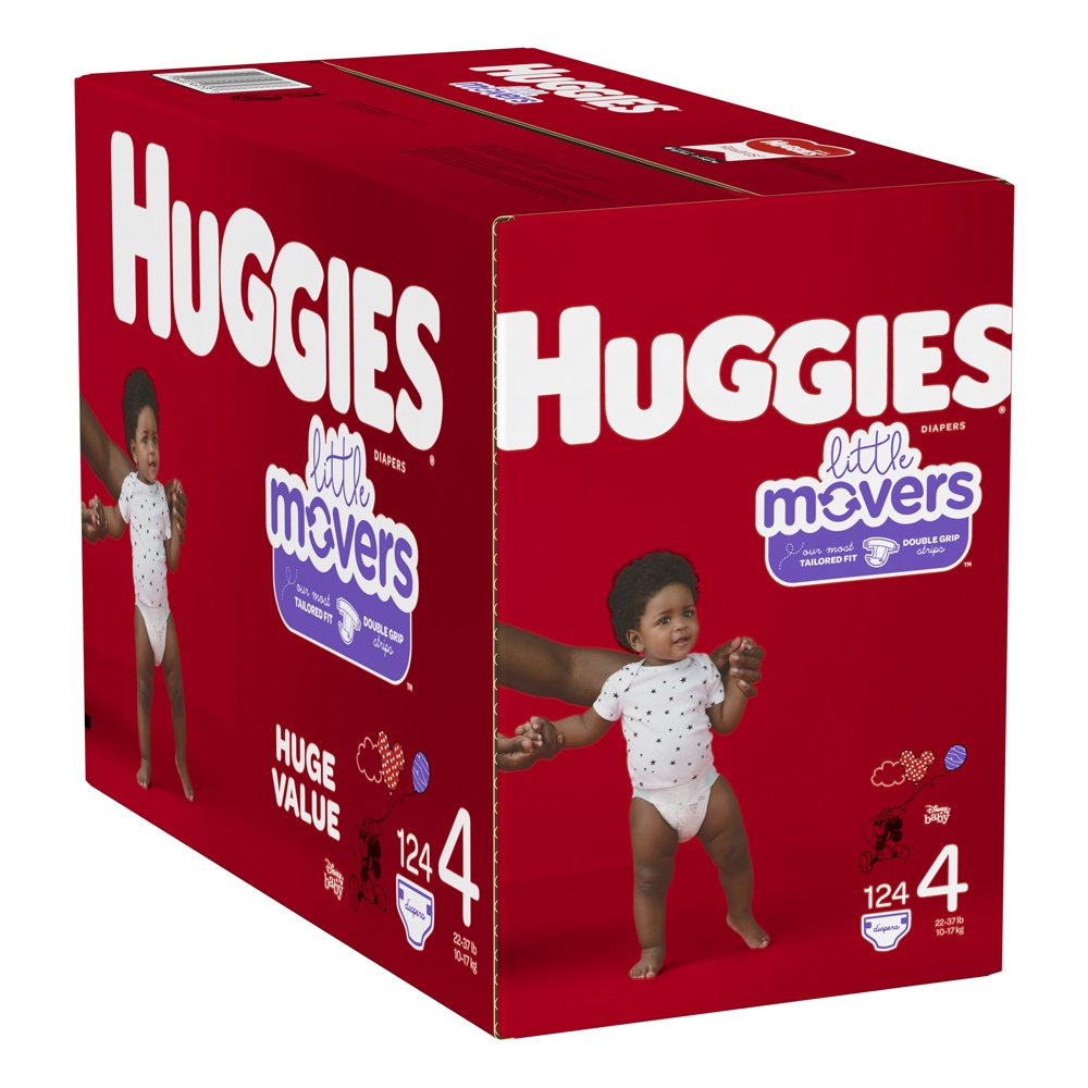 slide 3 of 3, Huggies Little Movers Size 4 Diapers, 124 ct