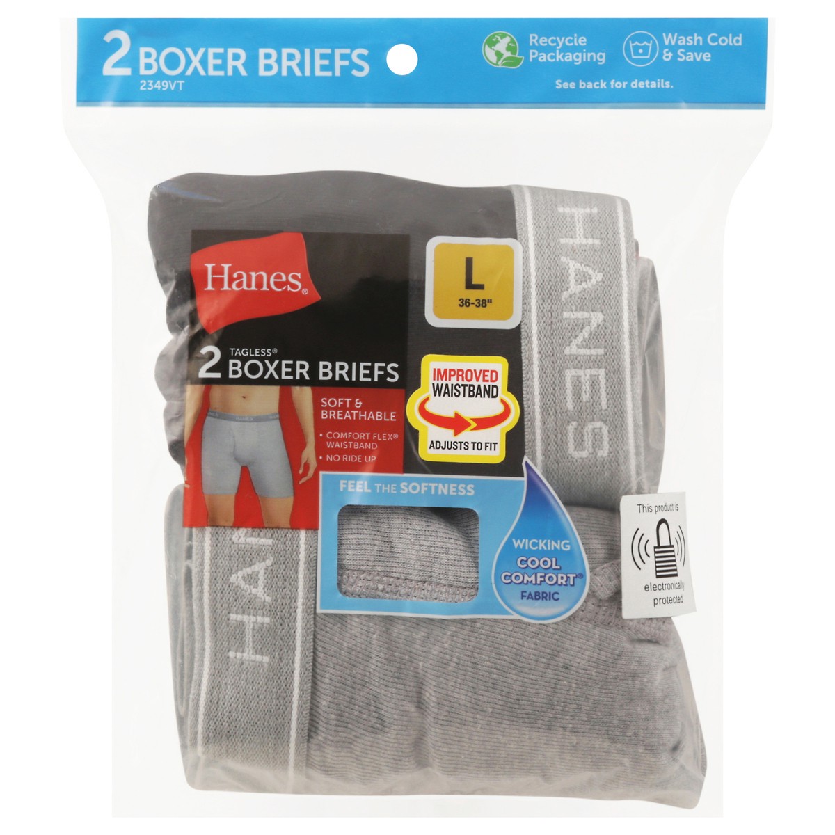 slide 1 of 7, Hanes Tagless Boxer Briefs L (36-38 in) 2 ea, 2 ct