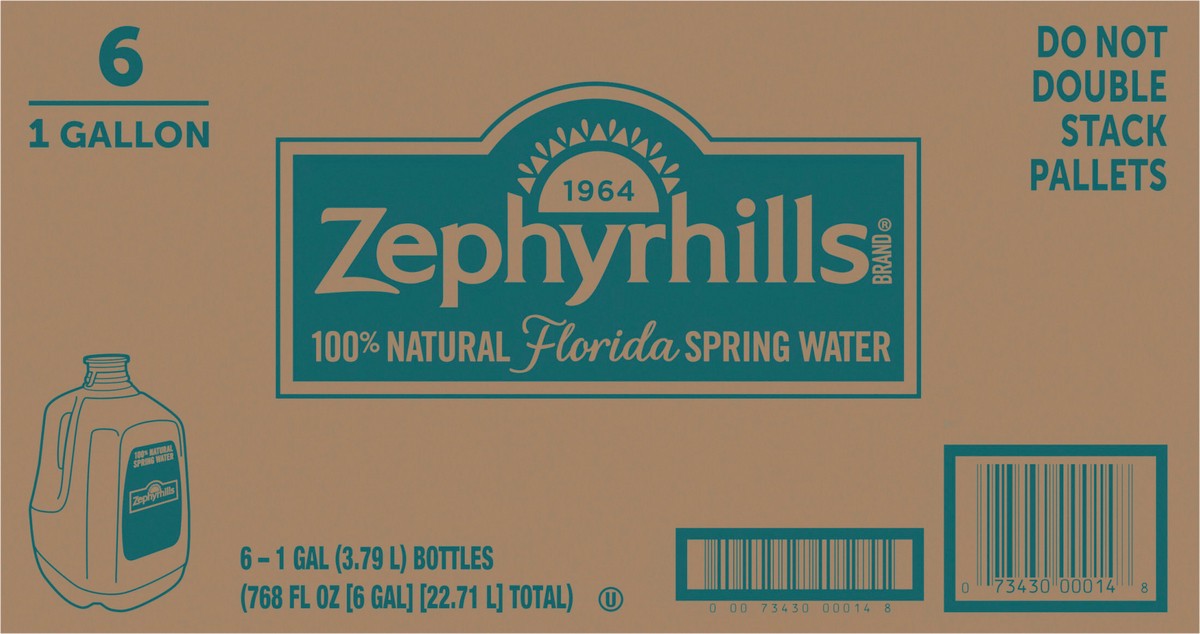 slide 4 of 9, ZEPHYRHILLS Brand 100% Natural Spring Water, 1-gallon plastic jugs (Pack of 6), 6 ct